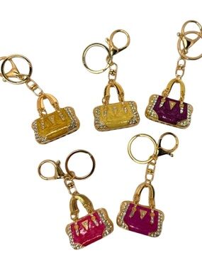 BUY NOW PICK ONE Rhinestone Purse Keychain Bag Charm Glam Patent Handbag Charm